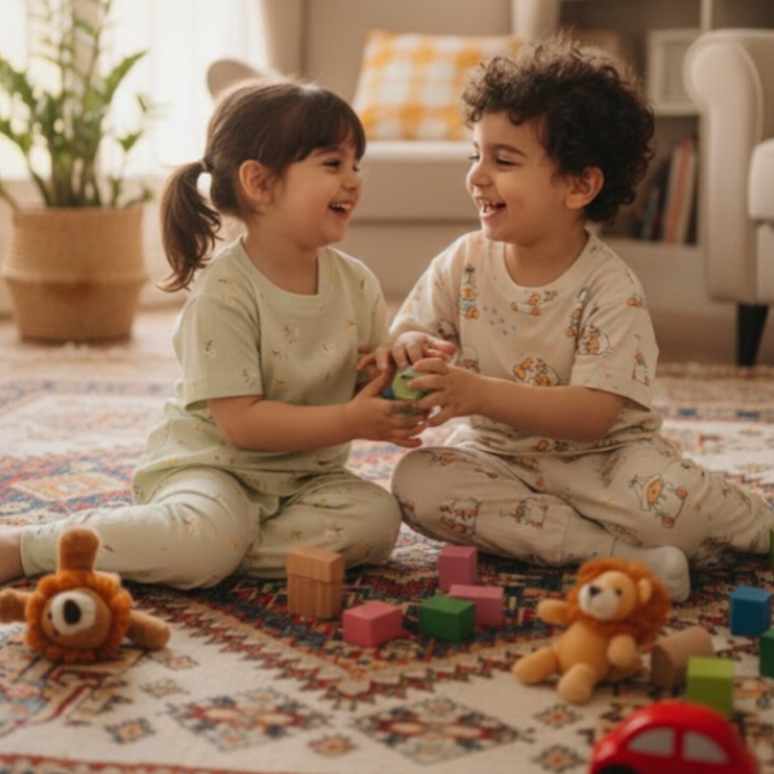 ست راحتی بچگانه، بلوز آستین کوتاه و شلوار طرح دخترانه و پسرانه