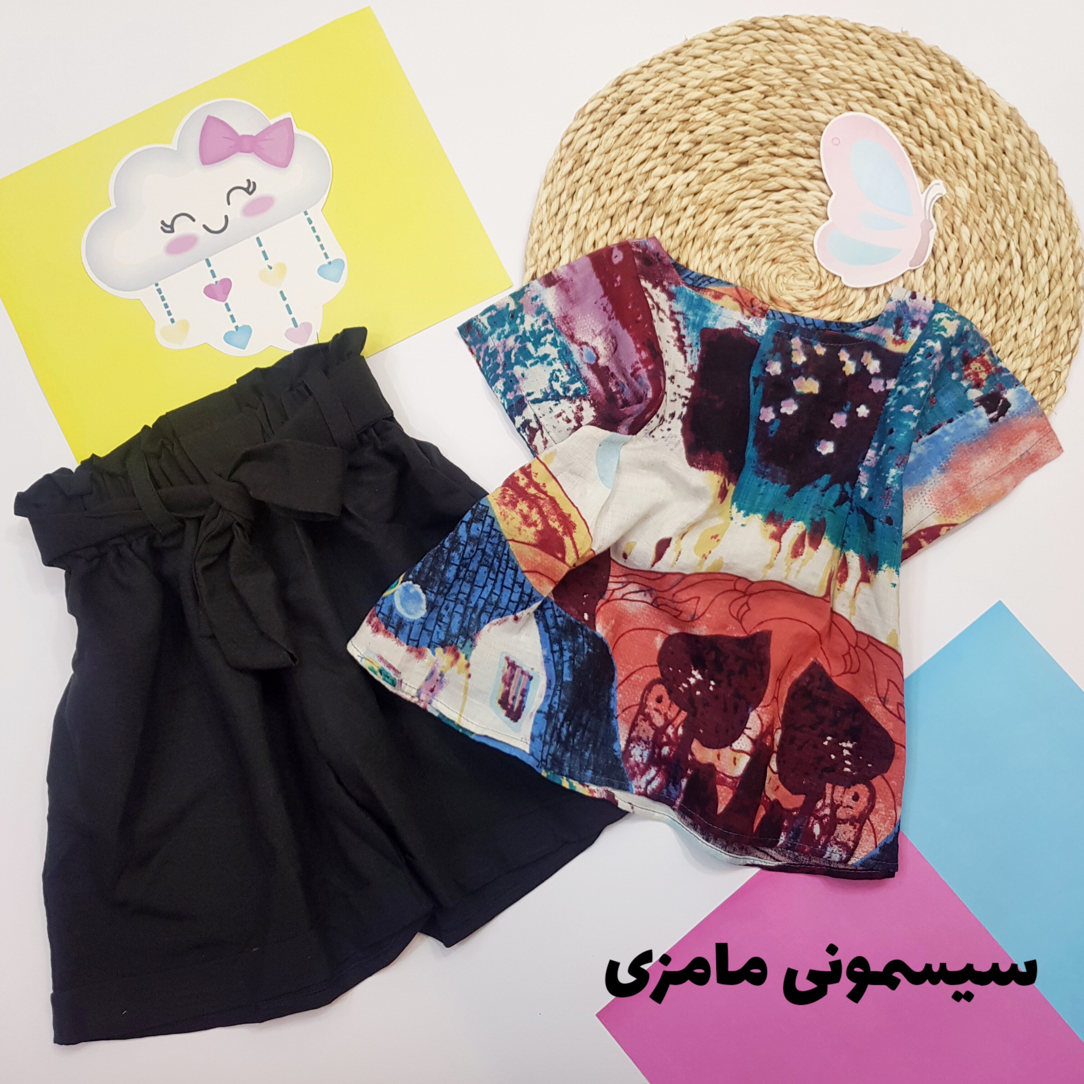تونیک و شلوارک دخترانه بچگانه جنس خنک و راحت