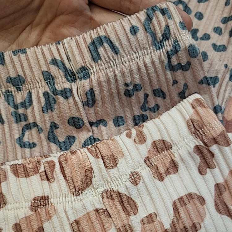 ست بلوز و شلوار راحتی دخترانه پلنگی دو رنگ