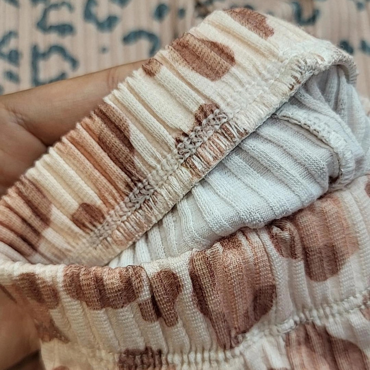 ست بلوز و شلوار راحتی دخترانه پلنگی دو رنگ